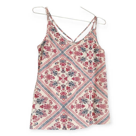 JEAN PASCALE Geo Boho Print Strappy Camisole Top Sz S - Picture 2 of 7